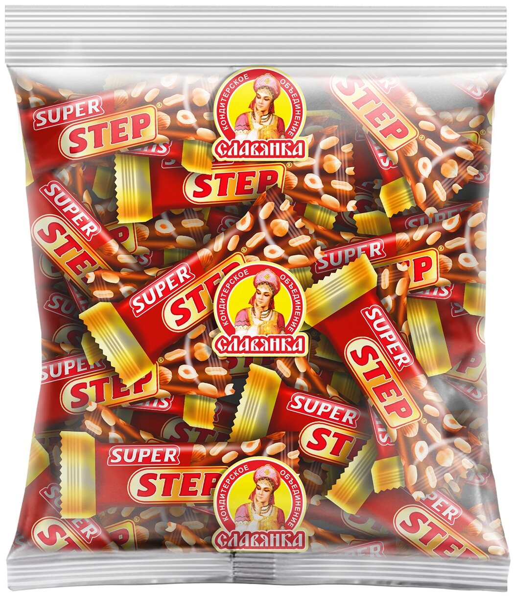 Конфеты шоколадные славянка "Super Step" двухслойные, нуга с арахисом, 1000 г, пакет, 20465 - фотография № 2