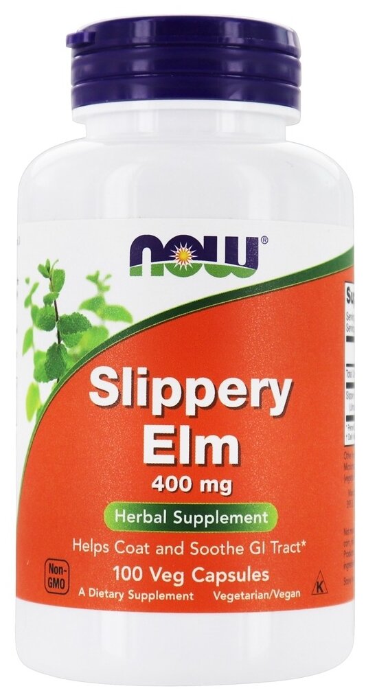 Капсулы NOW Slippery Elm 400 мг, 90 г, 400 мг, 100 шт.