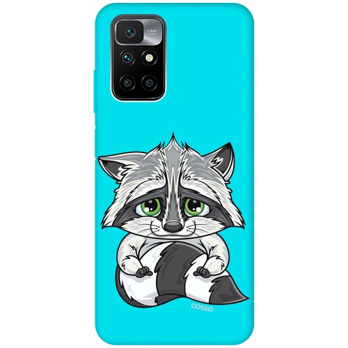 Матовый чехол Sad Raccoon для Xiaomi Redmi 10 / Сяоми Редми 10 с 3D эффектом бирюзовый матовый чехол sad cat для xiaomi redmi 7 сяоми редми 7 с 3d эффектом бирюзовый