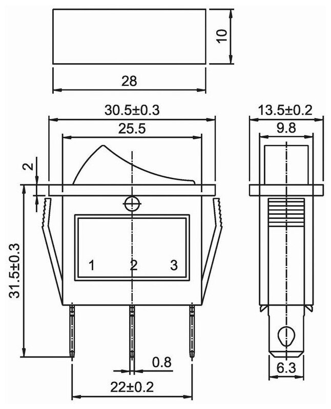 Выключатель клавишный 250V 15А (3с) ON-OFF красный с подсветкой (RWB-404, SC-791, IRS-101-1C) REXANT - фотография № 2