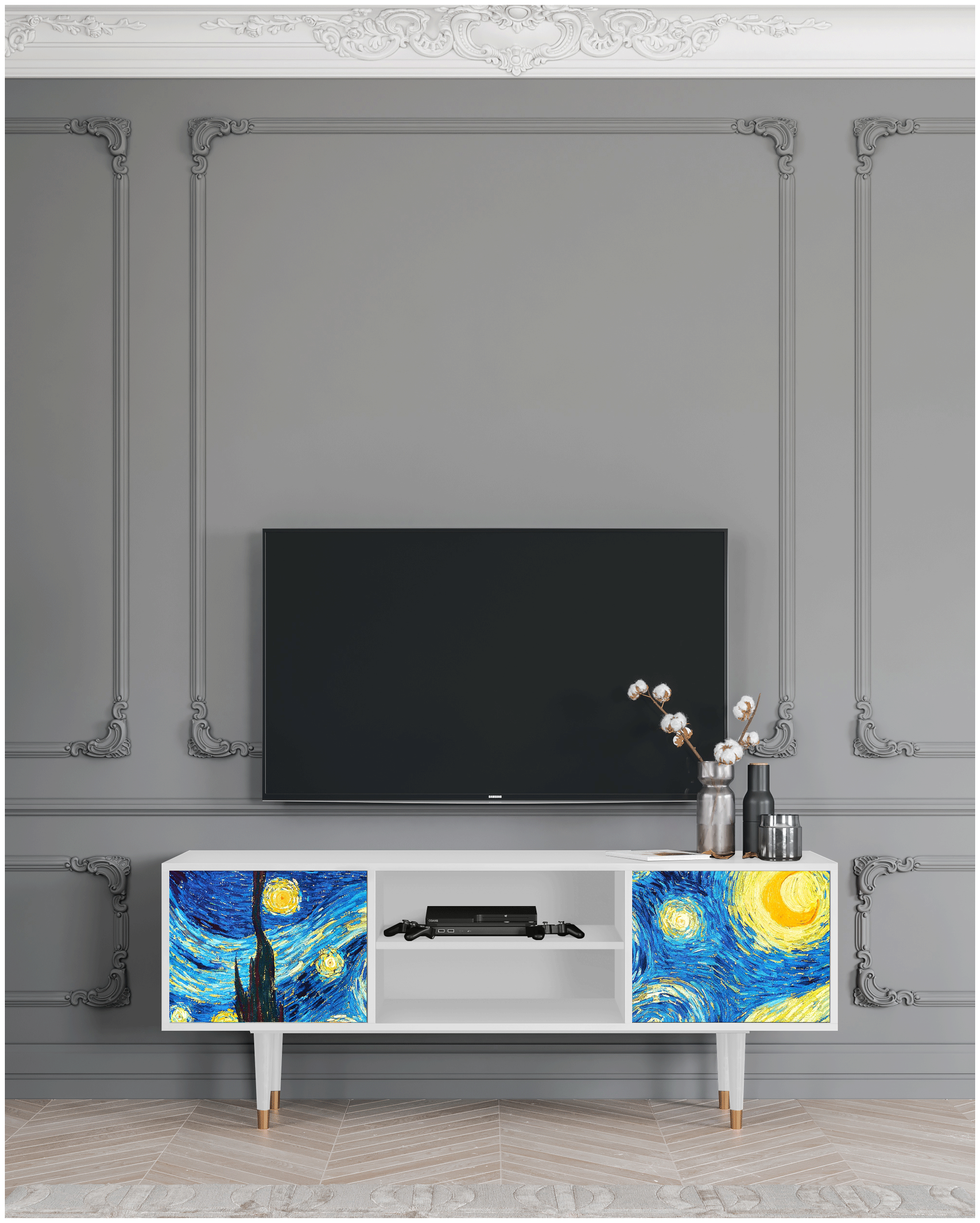 ТВ-Тумба - STORYZ - T2 The Starry Night by Vincent van Gogh , 170 x 69 x 48 см, Белый