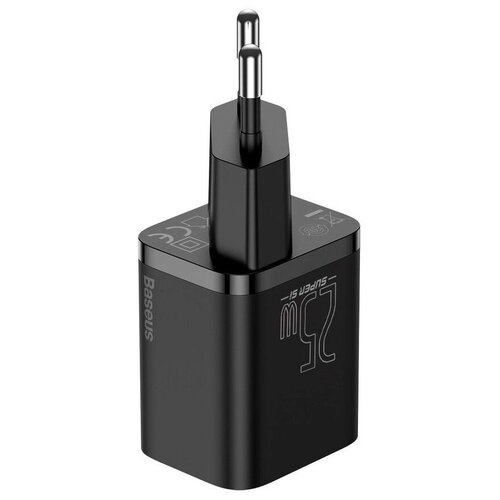фото Сетевое зарядное устройство baseus super si quick charger 1c 25w eu sets черное (with mini cable type-c to type-c 3a 1m) (tzccsup-l01)