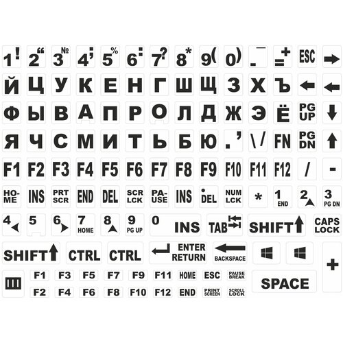 Наклейки на клавиатуру матовые с большими русскими буквами для ноутбука, настольного компьютера, клавиатуры 11x13 мм наклейки на клавиатуру с русскими и английскими буквами черный фон