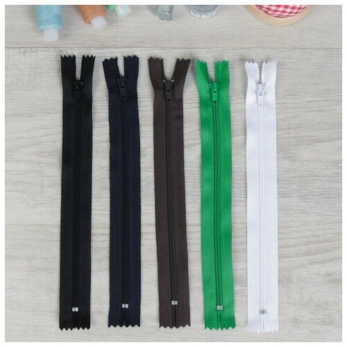 фото Набор молний «спираль», №3, неразъёмные, 20 см, 5 шт, разноцветные mikimarket