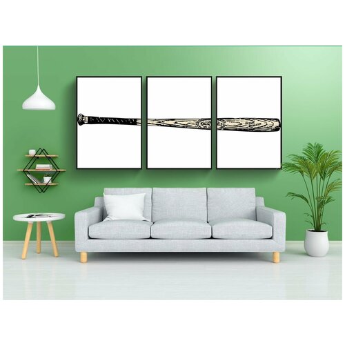 фото Набор модулных постеров для интерьера "летучая мышь, бейсбол, виды спорта" 60x90 см. в тубусе, без рамки lotsprints