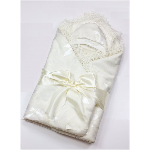 Комплект одежды   детский, лента и пеленка и распашонка и одеяло и уголок и чепчик и шапка, нарядный стиль, размер 75 см х 75 см, бежевый