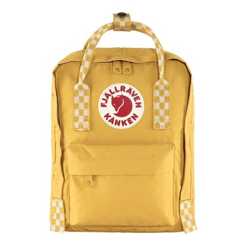 фото Fjallraven рюкзак kanken mini, желтый/шахматы, 20х13х29 см, 7 л