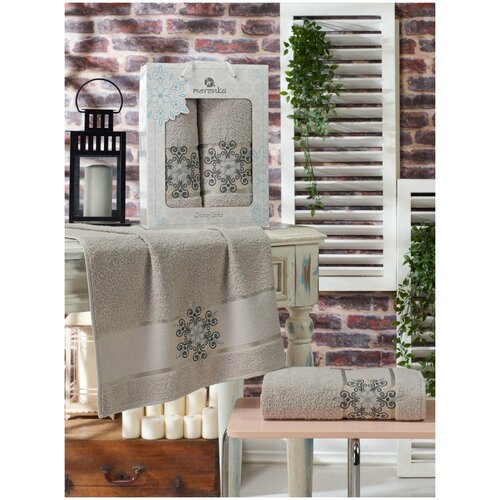 фото Oran merzuka полотенце snowflake цвет: серый (50х90 см,70х140 см - 2 шт)