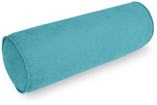 Декоративная подушка-валик Велюр - канвас, 15х47 см, бирюзовый, голубой