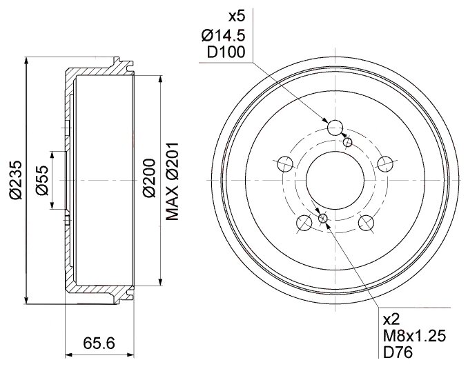 Барабан тормозной LYNXauto BM-1001 для Toyota Corona Toyota Carina Toyota Caldina