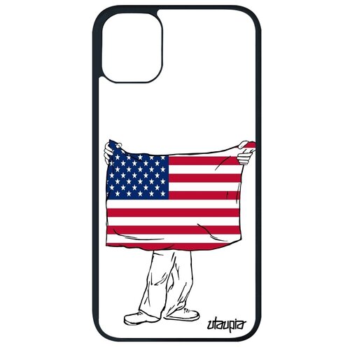 фото Противоударный чехол на телефон // iphone 11 pro max // "флаг соединенных штатов с руками" страна стиль, utaupia, белый
