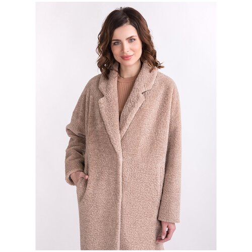 Пальто Electrastyle, искусственный мех, карманы, размер 48, бежевый