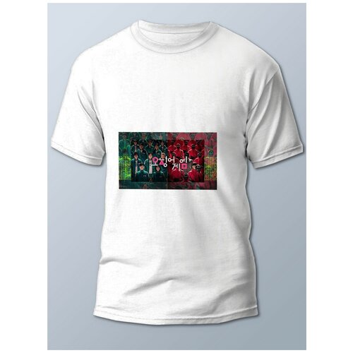 фото Футболка мужская белая сериалы игра в кальмара (игра в кальмара, squid game) - 21753 brut-shop