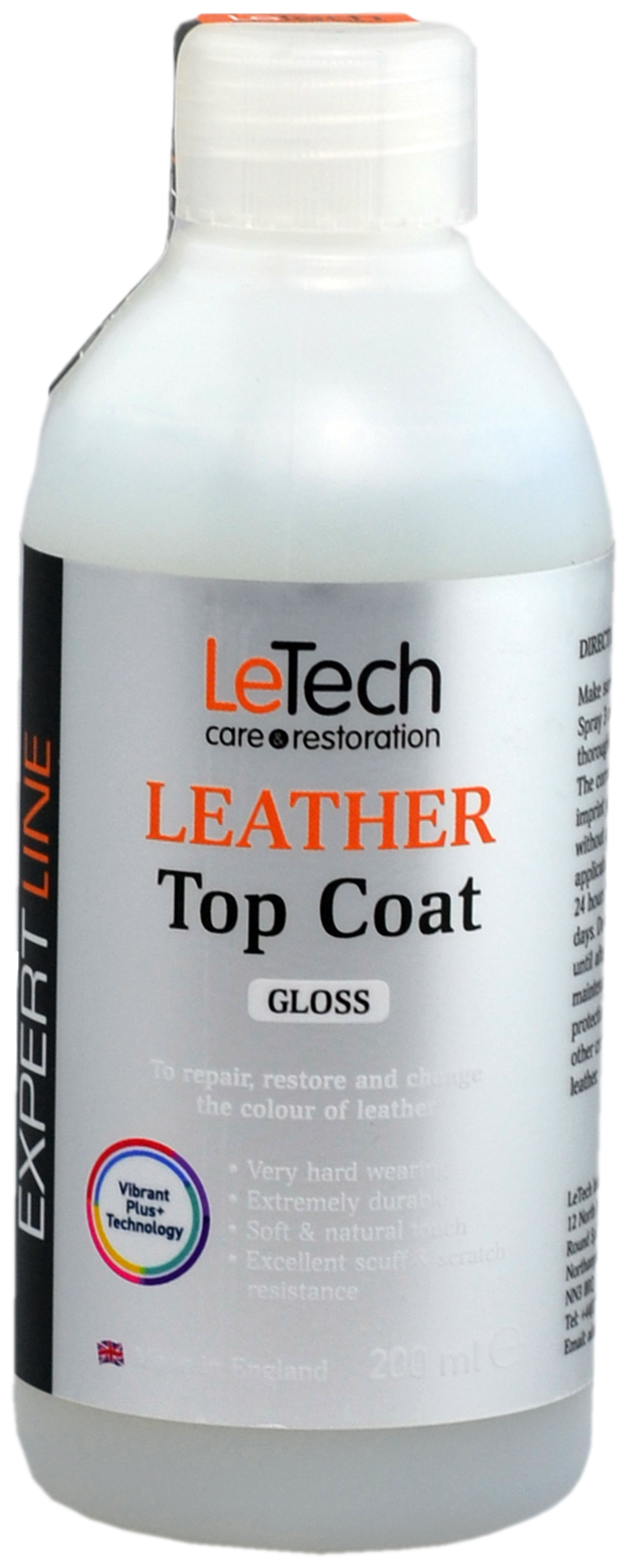 Защитный глянцевый лак для кожи после ремонта, после покраски, LeTech (Leather Top Coat) Gloss 200ml