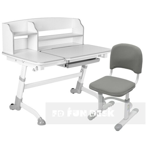 фото Регулируемая детская парта fundesk amare ii grey + стул fundesk sst3d grey