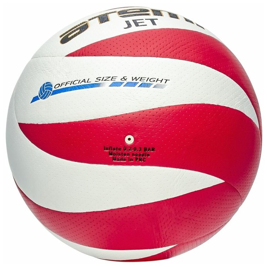 Мяч волейбольный Atemi JET, синтетическая кожа PU Soft, бел/красн, 12 п, окруж 65-67, клееный