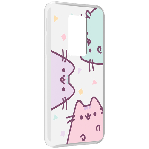 Чехол MyPads котики зеленый фиолетовый розовый женский для Motorola Defy 2021 задняя-панель-накладка-бампер