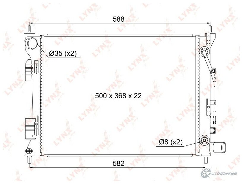 Радиатор охлаждения двигателя паяный LYNXauto HKKJ41Z 6 8T8L RB1049 1422897549 LYNXAUTO RB1049