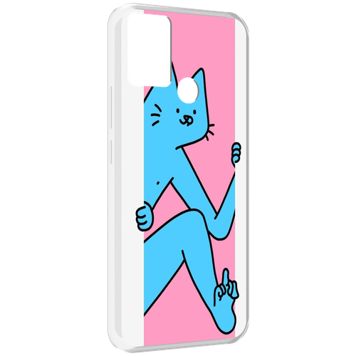 Чехол MyPads голубой кот в дверце для Infinix Hot 11 Play задняя-панель-накладка-бампер
