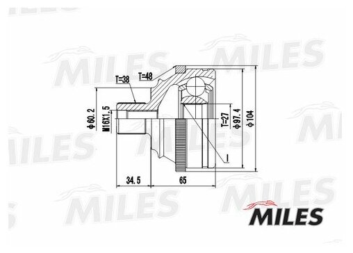 ШРУС MILES GA20529 для VW Transporter IV