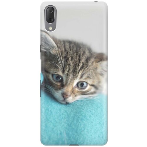 фото Gosso ультратонкий силиконовый чехол-накладка для sony xperia l3 с принтом "котенок на пледе"