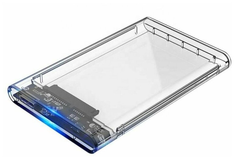 Внешний корпус бокс для 2.5' жесткого диска USB3.0 HDD External Case Mobile Rack прозрачный безвинтовой