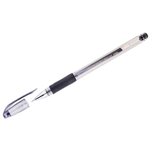 Ручка гелевая Crown Hi-Jell Needle Grip (0.35мм, черный, резиновая манжетка) 12шт. (HJR-500RNB)