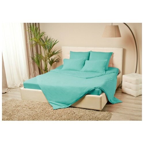 фото Простыня на резинке «купу-купу», 90х200х20 см, бирюза, трикотаж kupu-kupu