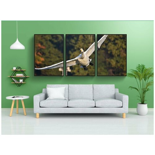 фото Набор модулных постеров для интерьера "животное, утро, лес" 60x90 см. в тубусе, без рамки lotsprints