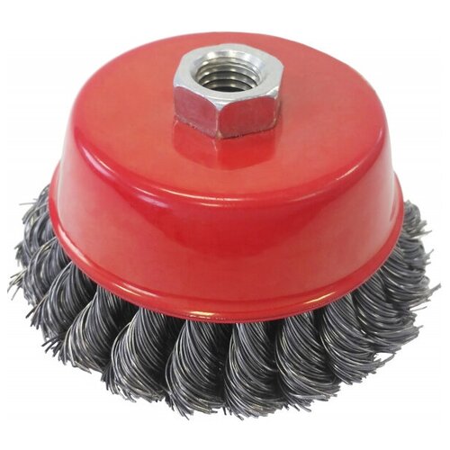 Щетка-крацовка Чашка 100мм/M14, двухрядная, стальная скрученная проволока, Pobedit