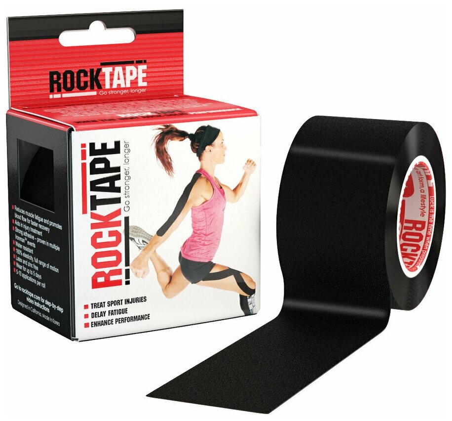 Тейп кинезио Rocktape Classic 5м 5см черный (21606) - фото №2