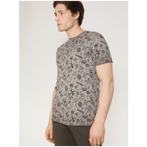 фото Хлопковая футболка с принтом, цвет серый, размер xxl zolla