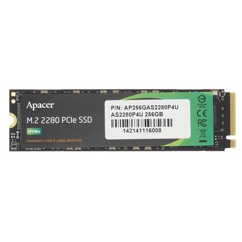 Накопитель SSD M.2 2280 Apacer AP256GAS2280P4U-1 AS2280P4U 256GB PCIe Gen3x4, NVMe, 3D NAND, R3500/W1200 Mb/s, MTBF 1.8M, Retail