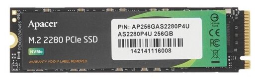 Накопитель SSD M.2 2280 Apacer AS2280P4U 256GB PCIe Gen3x4, NVMe, 3D NAND, R3500/W1200 Mb/s, MTBF 1.8M, Retail - фото №1