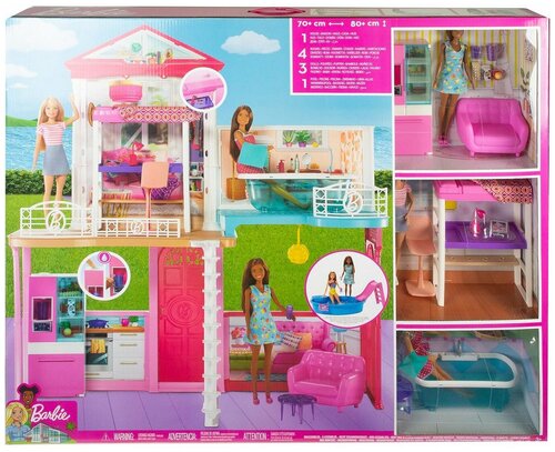 Набор игровой Barbie дом+куклы +аксессуары, GLH56