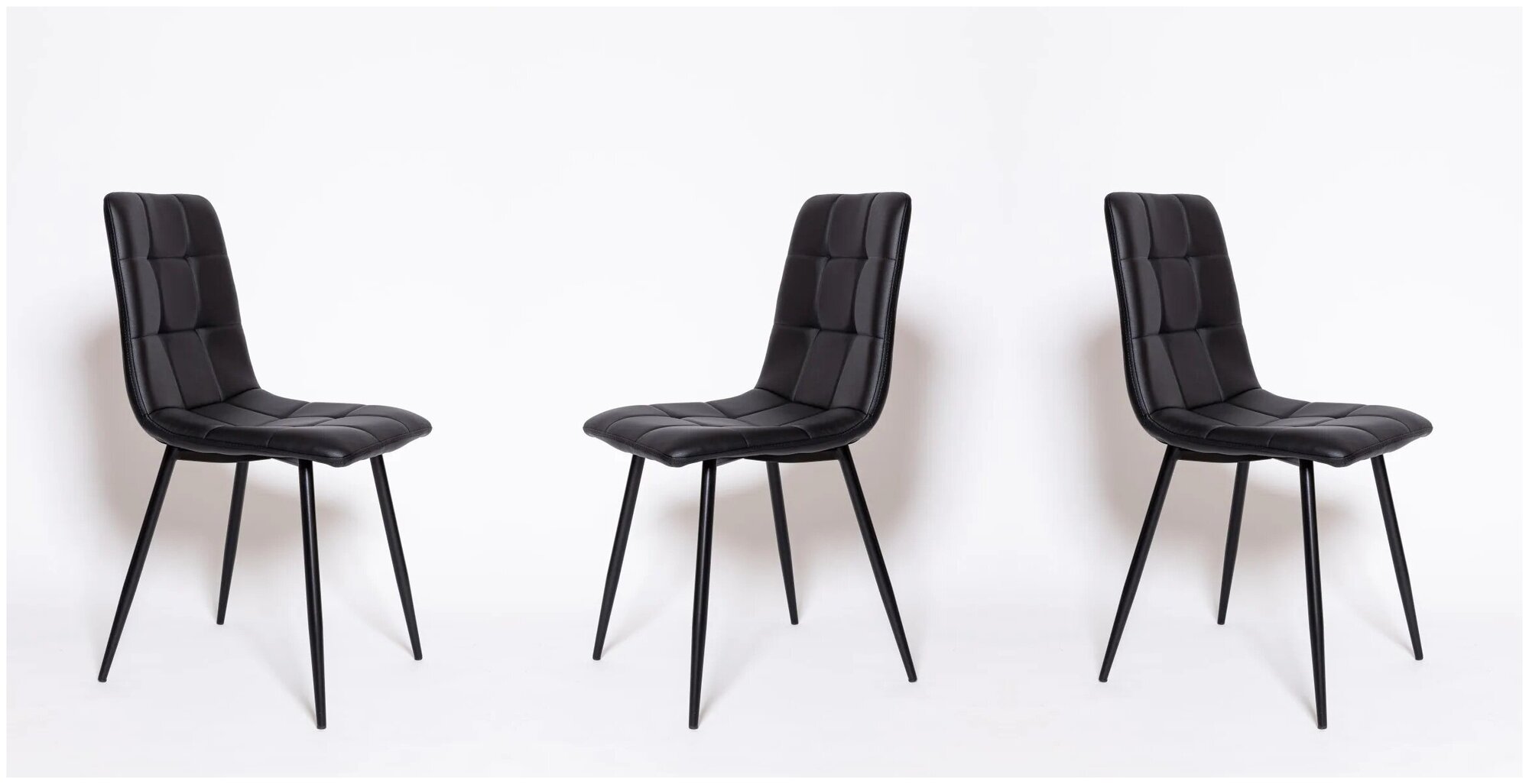 Комплект стульев для кухни из 3 шт. ОКС - 1225 черные - фотография № 1