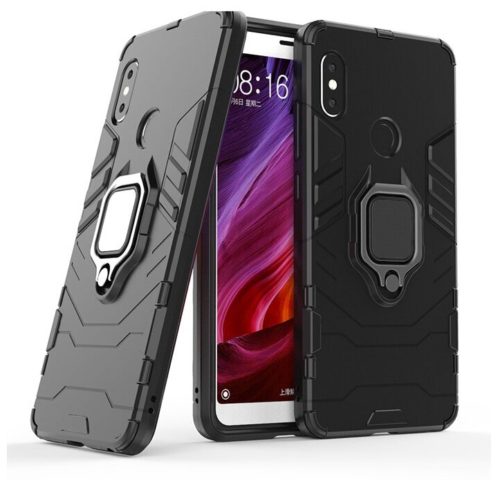 Противоударный чехол с кольцом Panther Case для Xiaomi Redmi Note 5 / Redmi Note 5 Pro черный