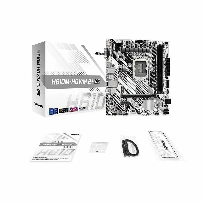 Материнская плата mATX ASRock (LGA1700, H610, 2*DDR5 (5600), 4*SATA 6G, M.2, 2*PCIE, Glan, D-Sub, HDMI, DP, USB Type-C, USB 3.2, 4*U - фото №6