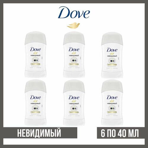 Комплект 6 шт. Антиперспирант-стик Dove 48 часов 100 цветов Невидимый, 6 шт. по 40 мл.