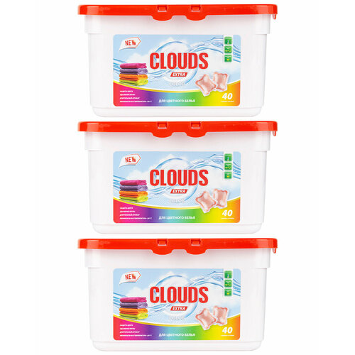 CLOUDS Color Капсулы для стирки цветного белья Роза (8 г х 40) 320 гр. - 3 уп.