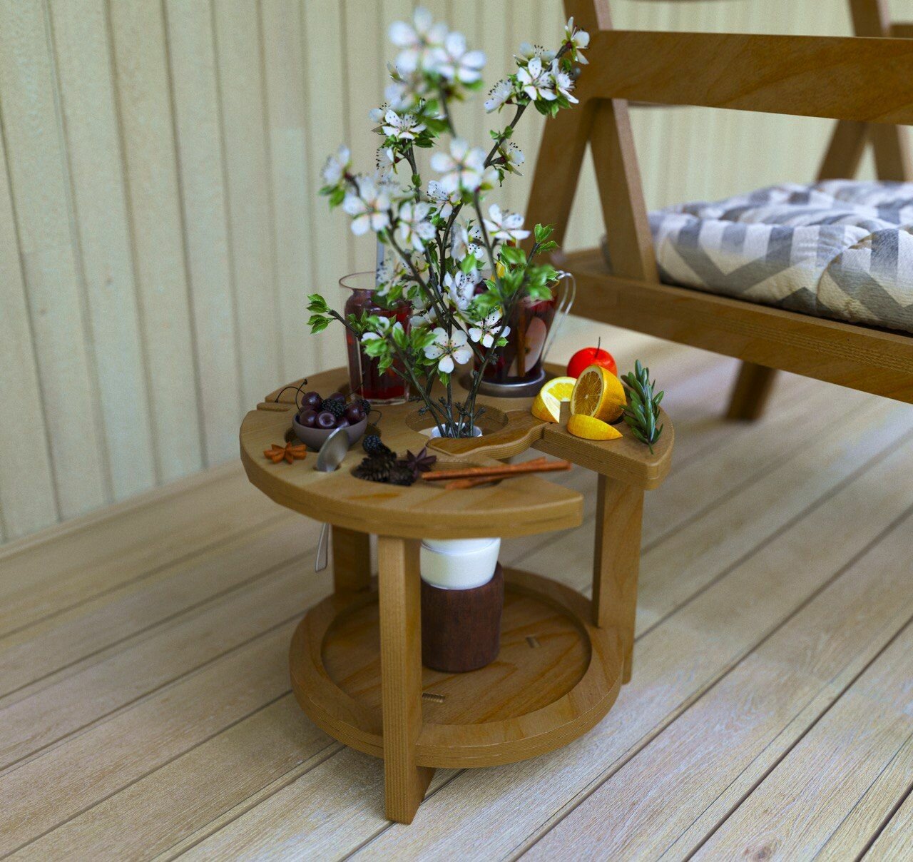 Столик журнальный "Натуральные материалы", круглый, 31x38см, коричневый