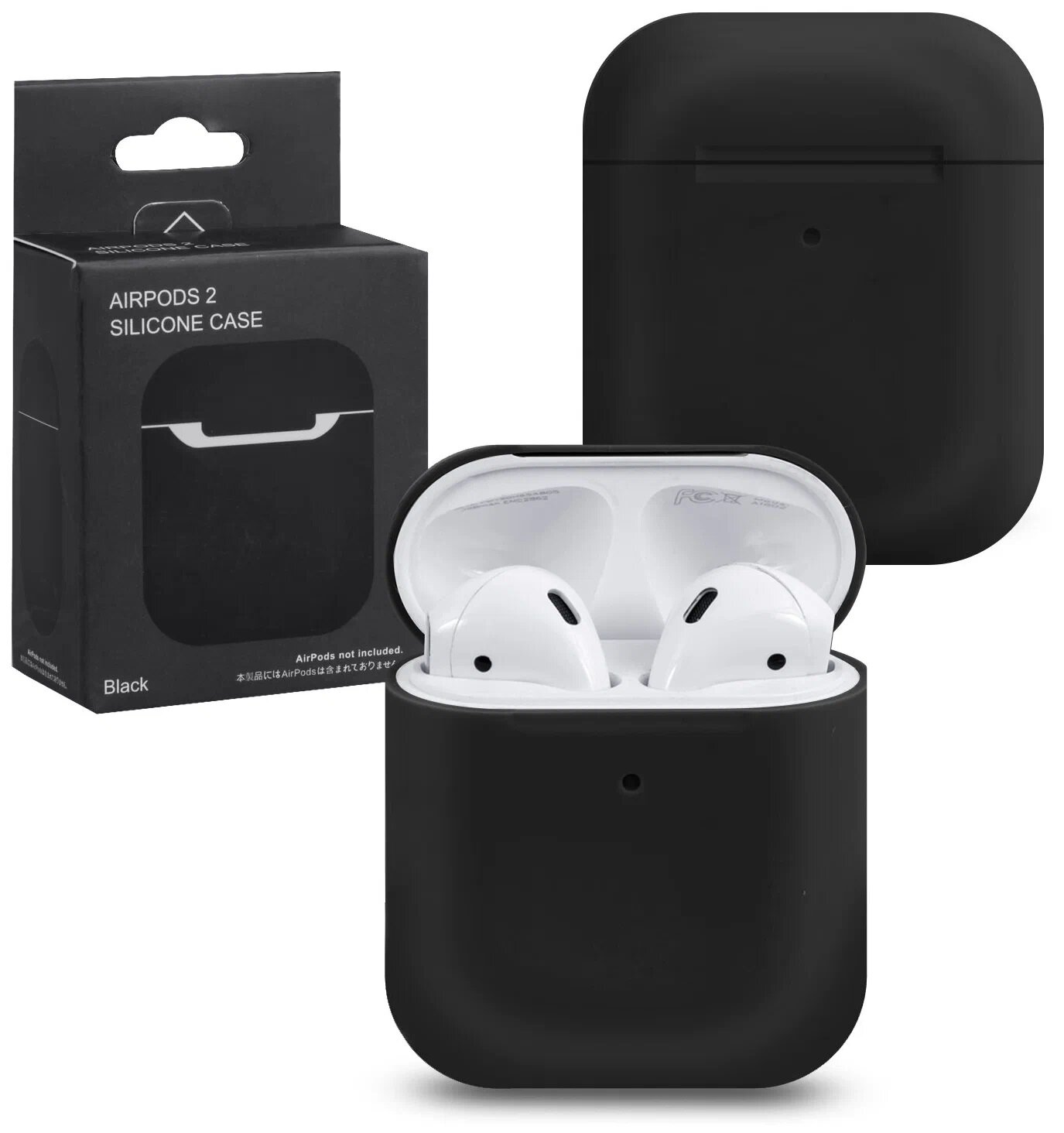 Силиконовый чехол для AirPods 1 и 2 / Ультратонкий чехол для наушников Эирподс 1 и 2 (Черный)