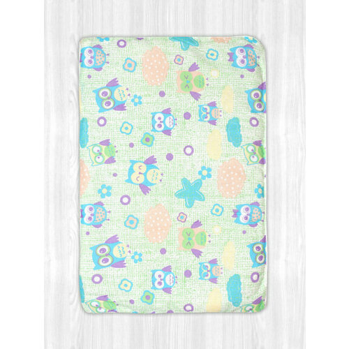Подушка для малыша, бязь 40*60*2 см ПД46 совы/ментол. Комплект - 7 шт.