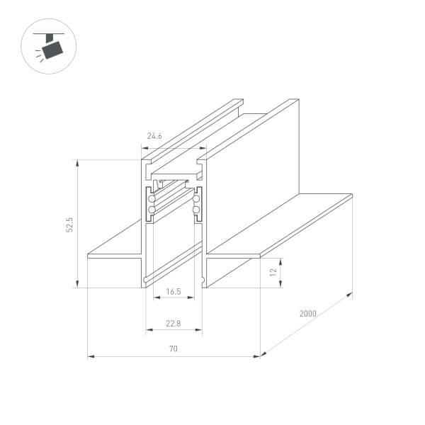Встраиваемый магнитный шинопровод Arlight MAG-ORIENT-TRACK-2652-FDW-2000 (BK) / - фото №5