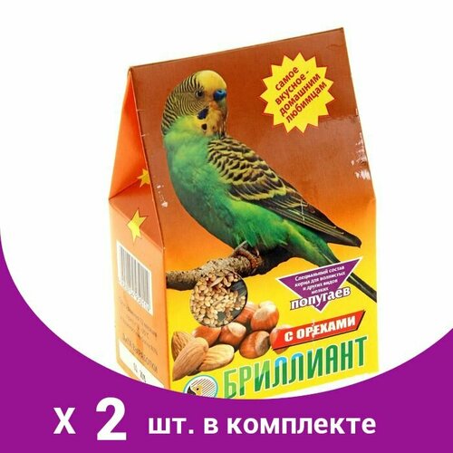 корм для попугаев с орехами 400 г 1 упак Корм 'Бриллиант' для попугаев, с орехами, 400 г (2 шт)