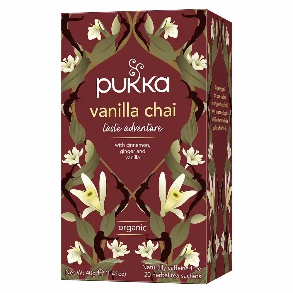 Чай Ванильный Pukka Vanilla chai с корицей, имбирем и ванилью, 20 пакетиков, 40 г (из Финляндии)