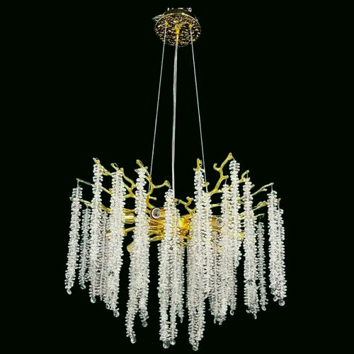 Светильник подвесной с хрустальными подвесами, E14, 8 ламп, 60 см