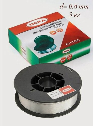 Изображение товара Проволока сварочная порошковая DEKA E71TGS 0,8 мм, 5кг/катушка
