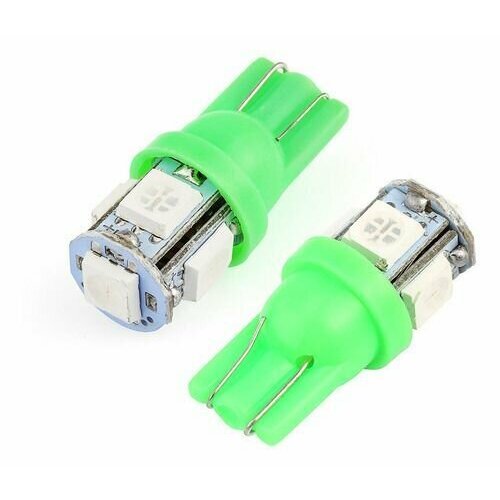 Лампа светодиодная ORION 12V W5WT10 5 светодиодов диод 5050SMD подсветка салона панель приборов GREEN Зелёный 2шт 249₽