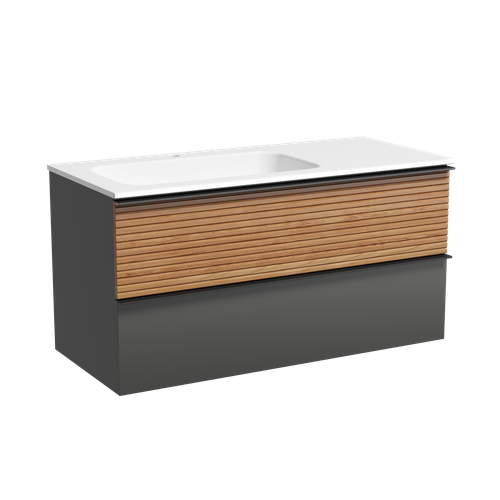 Тумба под раковину подвесная SANCOS Delta 995х445х500 c двумя ящиками оснащенными доводчиками левая дуб красны 36060₽